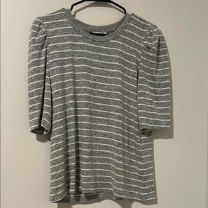 Daily Ritual Soft Stretchy Gray and White Striped Short Sleeve Sweater Shirt